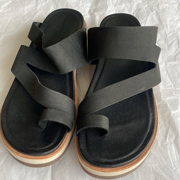 Merrell Slip on Platform Leather Sandals Size 10 Black